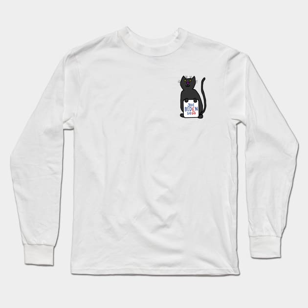 Small Cat with Joe Biden 2020 Sign Long Sleeve T-Shirt by ellenhenryart